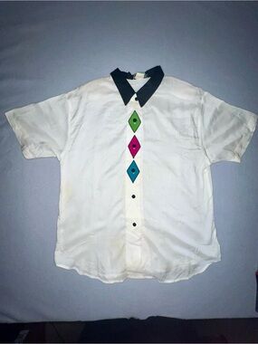 Vintage Impressions of CA Diamond Placket Short Sleeve Shirt Womens Sz 16 White